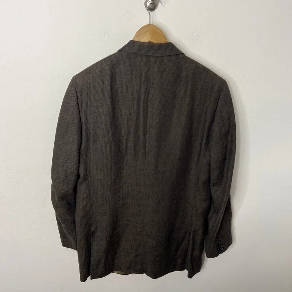 Banana Republic Men 42‎ R 100% Linen Brown Blazer Sports Coat